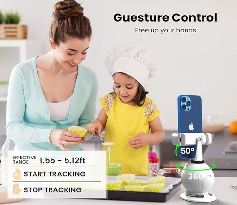 Misa Pod Auto Face Tracking Cell Phone Tripod Mount Stand, UGC Content Creator Tools with 360° Hands Free Smartphone Holder for Streaming, Vlogging Kit for iPhone and Camera - Black in Kuwait