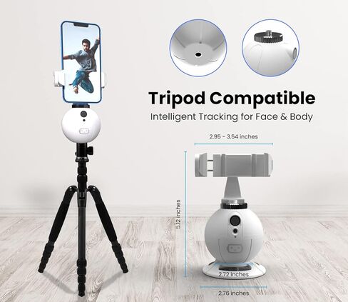 Misa Pod Auto Face Tracking Cell Phone Tripod Mount Stand, UGC Content Creator Tools with 360° Hands Free Smartphone Holder for Streaming, Vlogging Kit for iPhone and Camera - Black in Kuwait