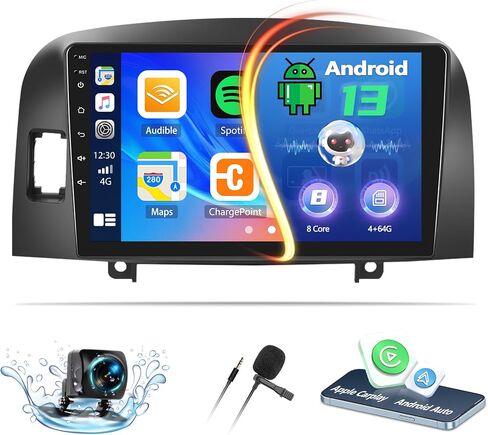 8-Core 4+64G Android Stereo for with Hyundai Sonata NF 2004-2008 with Carplay Android Auto 59 Theme 9 inch Touch Screen Bluetooth 5.0 FM/RDS Network Radio DSP 32EQ AI Voice GPS in Saudi Arabia