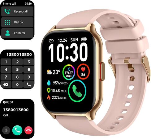 ساعة ذكية SKG 1.95 بوصة للرجال والنساء، ساعة ذكية لهواتف Android iPhone مع مكالمة بلوتوث/لعبة/آلة حاسبة/إشعارات 123+ ساعة رياضية لتتبع اللياقة البدنية مع مراقب معدل ضربات القلب SpO2 للنوم، وردي in Kuwait