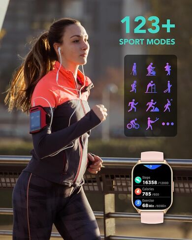 ساعة ذكية SKG 1.95 بوصة للرجال والنساء، ساعة ذكية لهواتف Android iPhone مع مكالمة بلوتوث/لعبة/آلة حاسبة/إشعارات 123+ ساعة رياضية لتتبع اللياقة البدنية مع مراقب معدل ضربات القلب SpO2 للنوم، وردي in Kuwait