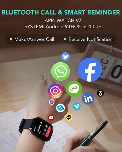 ساعة ذكية SKG 1.95 بوصة للرجال والنساء، ساعة ذكية لهواتف Android iPhone مع مكالمة بلوتوث/لعبة/آلة حاسبة/إشعارات 123+ ساعة رياضية لتتبع اللياقة البدنية مع مراقب معدل ضربات القلب SpO2 للنوم، وردي in Kuwait