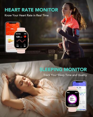 ساعة ذكية SKG 1.95 بوصة للرجال والنساء، ساعة ذكية لهواتف Android iPhone مع مكالمة بلوتوث/لعبة/آلة حاسبة/إشعارات 123+ ساعة رياضية لتتبع اللياقة البدنية مع مراقب معدل ضربات القلب SpO2 للنوم، وردي in Kuwait