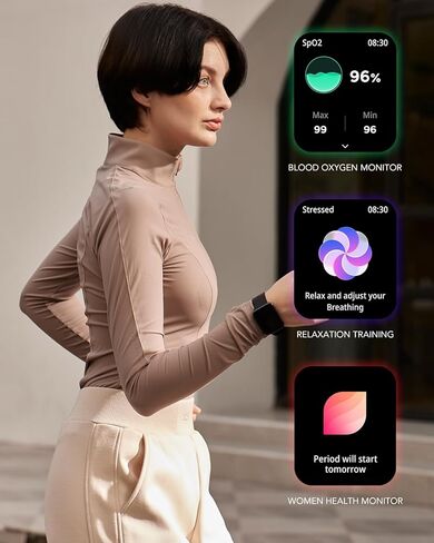 ساعة ذكية SKG 1.95 بوصة للرجال والنساء، ساعة ذكية لهواتف Android iPhone مع مكالمة بلوتوث/لعبة/آلة حاسبة/إشعارات 123+ ساعة رياضية لتتبع اللياقة البدنية مع مراقب معدل ضربات القلب SpO2 للنوم، وردي in Kuwait