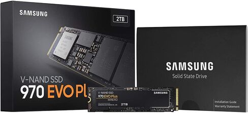 حزمة SAMSUNG MZ-V7S2T0B/AM 970 EVO Plus NVMe M.2 SSD 2 تيرابايت مع حزمة حماية محسنة CPS لمدة عام واحد in Saudi Arabia