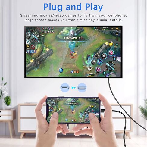 كابل USB C إلى HDMI 8K@60 هرتز، 4K@120 هرتز، 48 جيجابت في الثانية عالي السرعة، محول كابل USB من النوع C إلى HDMI بطول 6 أقدام لرحلة العمل أو المكتب المنزلي، متوافق مع أجهزة MacBook وiPad Pro وPS5 وXbox وSwitch in Saudi Arabia