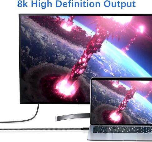 كابل USB C إلى HDMI 8K@60 هرتز، 4K@120 هرتز، 48 جيجابت في الثانية عالي السرعة، محول كابل USB من النوع C إلى HDMI بطول 6 أقدام لرحلة العمل أو المكتب المنزلي، متوافق مع أجهزة MacBook وiPad Pro وPS5 وXbox وSwitch in Saudi Arabia