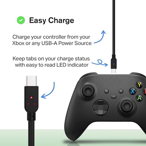 نيكو | كابل توصيل شحن Xbox Series X - ملحقات طاقة Xbox Series X متوافق مع USB-C بطول 8 أقدام، كابل خالٍ من التشابك مع غلاف تخزين فيلكرو in Kuwait