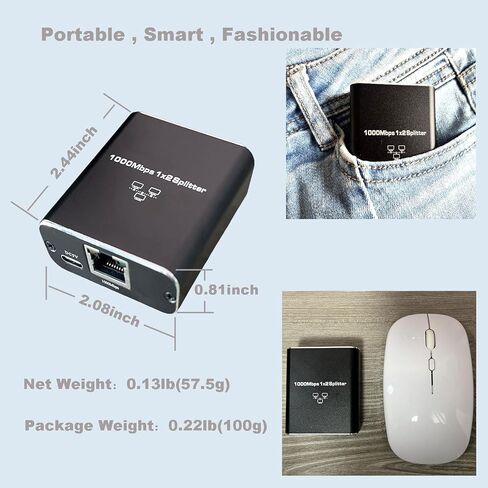 موزع إيثرنت 1 إلى 2 مفتاح عالي السرعة، مقسم كابل إيثرنت جيجابت، مقسم RJ45 بسرعة 1000 ميجابت في الثانية لجهازين للشبكات في وقت واحد، مقسم إنترنت 1 في 2 خارج، من سبائك الألومنيوم كات 5/6/7/8 in Kuwait