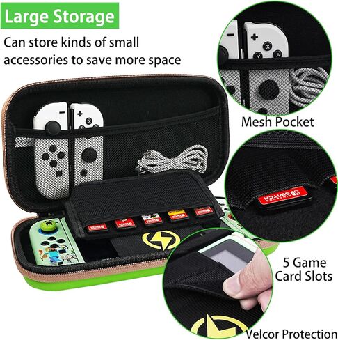 TIKOdirect Carrying Case Accessories for Switch,Portable Travel Case with Soft Protective Case, Screen Protectors and Thumb Grip caps, Green in Saudi Arabia