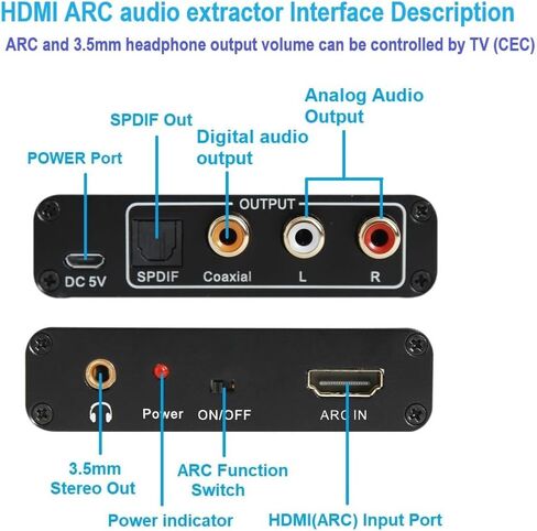 HDMI Arc Audio Extractor/Adapter Cec، HDMI ARC إلى RCA/محول صوت بصري/محوري in Kuwait
