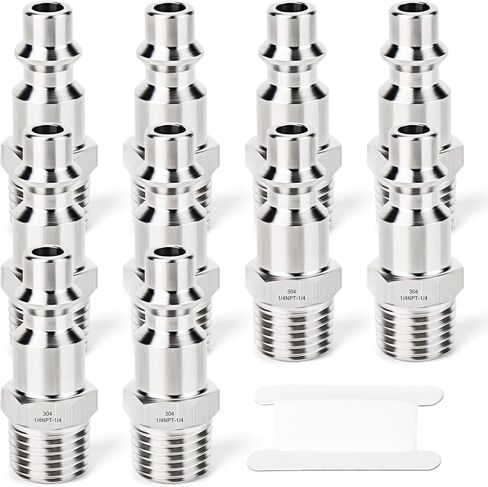 GASHER 10PCS Industrial Air Plug, 304 Stainless Steel 1/4"NPT Male, 1/4" High Flow Pneumatic Plugs in Saudi Arabia