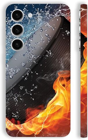 MightySkins Skin Compatible with Samsung Galaxy S23 Full Wrap - Hockey Fire | Protective, Durable, and Unique Vinyl Decal wrap Cover | Easy to Apply & Change Styles | Made in The USA in Saudi Arabia