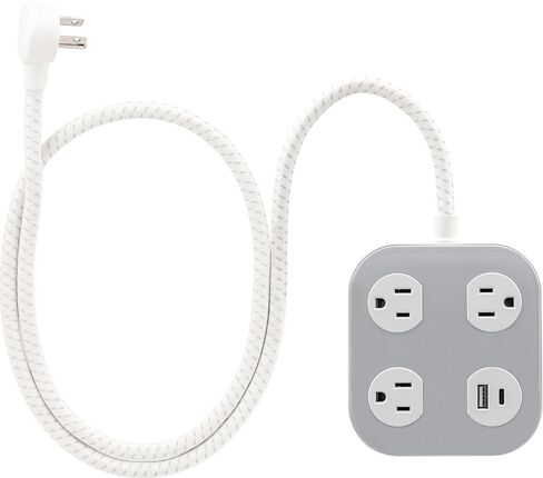 Cordinate Adapt 3 Outlet Surge Protector, 4 Ft Power Strip Extension Cord, USB Port, USB-C Port, for Home, School or Office, 245 Joules, ETL Listed, Black/Gray – 82574 in Saudi Arabia