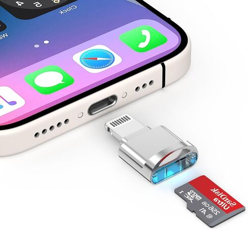Micro SD Card Reader Adapter for iPhone, [Apple MFi Certified] Lightning to Micro SD/TF Card Reader Viewer Micro SD Card Adapter for iPhone 14 13 12 11 XS XR X 8 iPad, Support iOS 17 and exFAT & FAT32 in Saudi Arabia