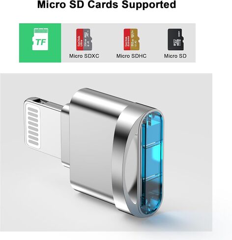 Micro SD Card Reader Adapter for iPhone, [Apple MFi Certified] Lightning to Micro SD/TF Card Reader Viewer Micro SD Card Adapter for iPhone 14 13 12 11 XS XR X 8 iPad, Support iOS 17 and exFAT & FAT32 in Saudi Arabia