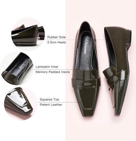 سي بارافانو لوفر للنساء | حذاء لوفر من الجلد بيني | الانزلاق على متعطل | أحذية لوفر نسائية | حذاء لوفر مسطح بمقدمة مربعة | حذاء لوفر مريح باللون الأخضر (أخضر، مقاس 8.5) in Kuwait