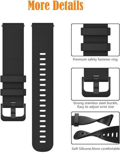 عبوتان من سوار المعصم المقاوم للماء متوافق مع Garmin Vivoactive 4S / Venu 3S / Venu 2S / Vivomove 3S، حزام بديل سريع الإصدار 18 مم للنساء والرجال in Kuwait