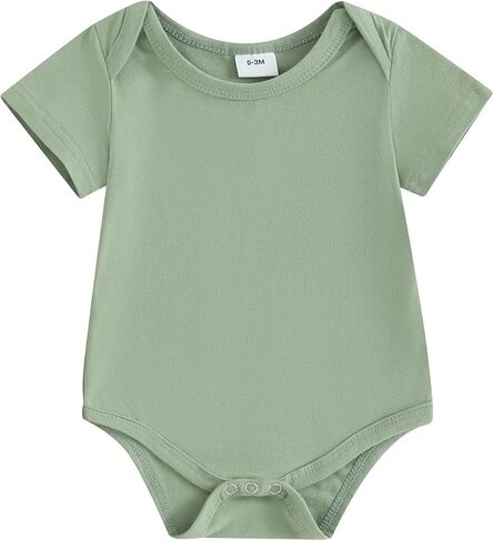 Infant Toddler Baby Boy Girl Solid Short Sleeve Bodysuit T-shirt Romper One Piece Jumpsuit Newborn Summer Clothes in Saudi Arabia