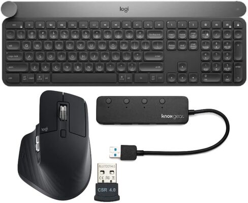 لوحة مفاتيح لاسلكية متقدمة من Logitech Craft مع ماوس لاسلكي ومحول دونجل وحزمة محور USB 3.0 (4 قطع) in Kuwait