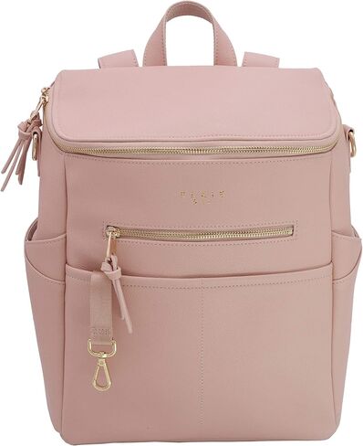 Elkie + Co. Baby Vegan Leather Diaper Nappy Backpack for Mom I Modern, Minimalist, Multifunction, Large Capacity, Convertible Travel Bag… in Saudi Arabia