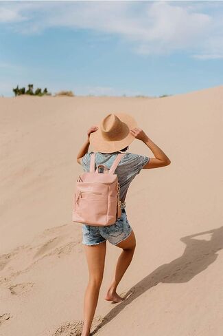 Elkie + Co. Baby Vegan Leather Diaper Nappy Backpack for Mom I Modern, Minimalist, Multifunction, Large Capacity, Convertible Travel Bag… in Saudi Arabia