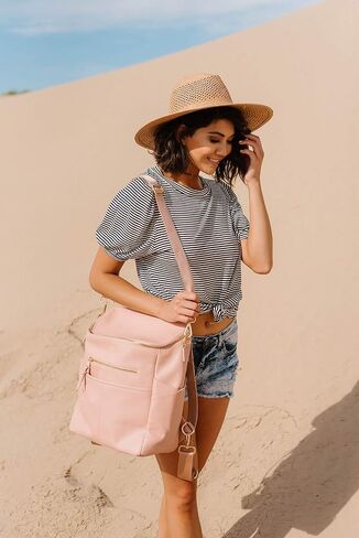Elkie + Co. Baby Vegan Leather Diaper Nappy Backpack for Mom I Modern, Minimalist, Multifunction, Large Capacity, Convertible Travel Bag… in Saudi Arabia