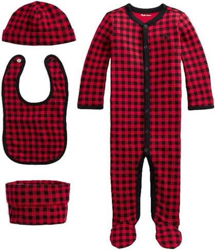 Polo Ralph Lauren Polo Baby Boys Bear 3 Piece Buffalo Check Set ( Newborn ) in Saudi Arabia