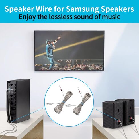 كابلات أسلاك مكبر الصوت AH81-02137A لمكبرات الصوت Samsung مع مشابك الكابلات - كابلات مكبر الصوت لـ Samsung HT-J4500 HT-X40 HW-Q850T HW-K370 HW-J370 والمزيد من مكبرات الصوت الخلفية لنظام الصوت، حزمة من 2 in Kuwait