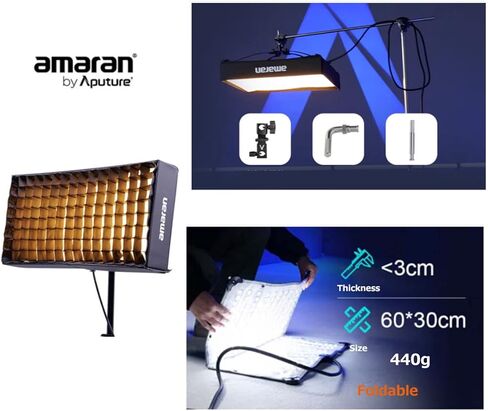 Amaran F21x 100W Flex LED Light Mat, Bi-Color 2500K-7500K Video Light Support DMX Sidus Link App Control for Video Photography in Saudi Arabia