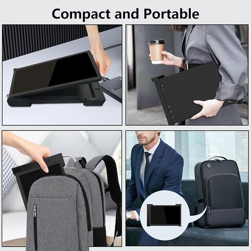 FOPO 14" Triple Laptop Screen Extender, FHD 1200P IPS Portable Monitor for 15-17.3" Laptop, Plug and Play Travel Laptop Monitor Extender Display for Win/MAC/Android, with HDMI/USB-C - S15 Black in Saudi Arabia