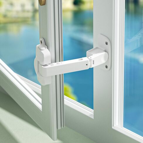 SAFELON 2 قطعة قفل نافذة قابل للتعديل، نافذة قفل للأطفال، مقيدات نافذة سلامة الطفل، قفل أمان نافذة مقاوم للأطفال للأطفال والحيوانات الأليفة (أبيض) in Kuwait