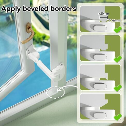 SAFELON 2 قطعة قفل نافذة قابل للتعديل، نافذة قفل للأطفال، مقيدات نافذة سلامة الطفل، قفل أمان نافذة مقاوم للأطفال للأطفال والحيوانات الأليفة (أبيض) in Kuwait