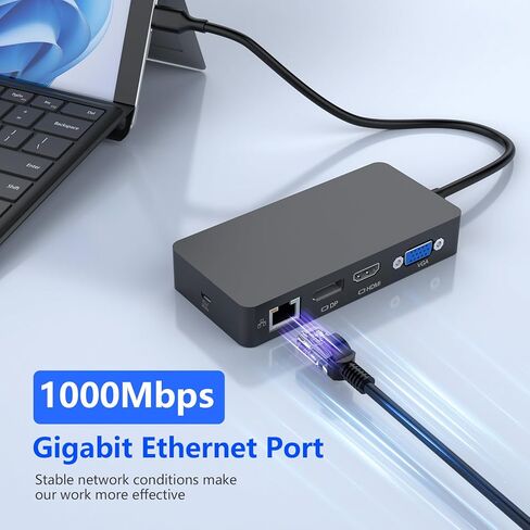 Microsoft USB C Surface Dock Triple Displays، قاعدة تركيب سطحية 12 في 1 مع 4K DP+HDMI+VGA لجهاز Surface Pro 10/9/8/X/7+/7، وSurface Laptop 6/5/4/3، وSurface Laptop Studio 2/1، سيرفس جو-USB C in Kuwait