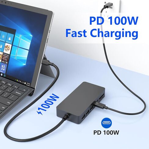 Microsoft USB C Surface Dock Triple Displays، قاعدة تركيب سطحية 12 في 1 مع 4K DP+HDMI+VGA لجهاز Surface Pro 10/9/8/X/7+/7، وSurface Laptop 6/5/4/3، وSurface Laptop Studio 2/1، سيرفس جو-USB C in Kuwait