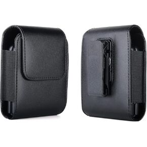Faux Leather Cell Phone Pouch Holster for Samsung Galaxy Z Flip 6, Z Flip5, Z Flip 3 5G, Z Flip 4, Z Flip, Z Flip 5G Motorola Razr+ Plus, Razr 2023, Holster Case Holder with Swivel Belt Clip Holsters