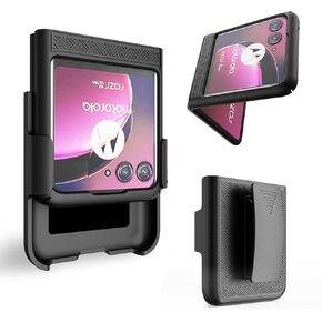 Ailiber for Motorola Razr Plus 2023 Case, Moto Razr Plus 2023/Razr 40 Ultra Phone Case Holster, Swivel Belt Clip, Kickstand Holder, Slim Shockproof Shell Full Body Cover for Moto Razr+ 2023 6.9"-Black