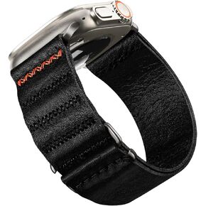 Suitisbest Leather Bands Compatible for Apple Watch Ultra Band 49mm 45mm 44mm 42mm Men, Top Grain Genuine Leather Strap with S-Hook for iWatch Series Ultra SE 9 8 7 6 5 4