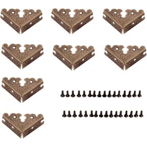 dophee 8Pcs Decorative Corner Protectors, Retro Style Edge Safety Guards Covers for Picture Frame Album Jewelry Box Gift Box Wooden Case Chest Tables Cabinet Furniture, 1.34"x1.34"-Antique Bronze