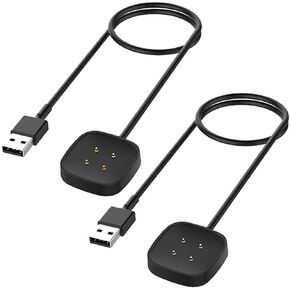 Charger for Fitbit Sense/Sense 2/Versa 3/Versa 4, Replacement Charging Dock Cable for Fitbit Sense/Sense 2/Versa 3/Versa 4 Smart Watch (2-Pack, 3.3ft/1m)