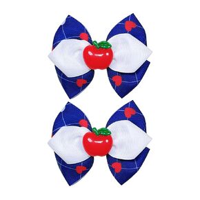 Apple Bow Clips Baby Girls Fruit Hair Bow Apple Hair Clips Baby Fruit Ribbon Bow BBG88 (Blue White Red)