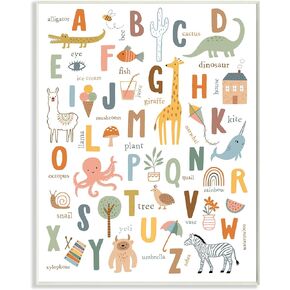 Stupell Industries Fun Educational ABC Chart Cute Animals, Designed by Nina Seven Canvas Wall Art, 16 x 20, White