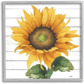 Stupell Industries Yellow Sunflower Blossom Bold Petals Rustic Design, Design by Elizabeth Medley, 17 x 17