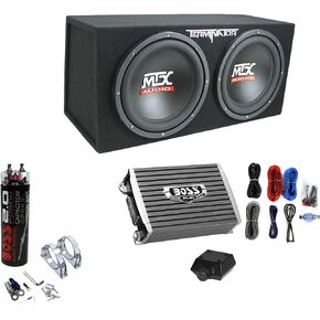 MTX TNE212D 12" 1200W Dual Loaded Subwoofer Box + 1500W Amplifier + Capacitor