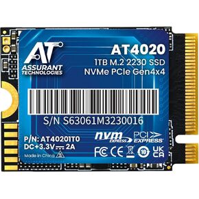 Assurant 1TB M.2 2230 PCIe Gen 4.0x4 NVMe SSD AT4020 Compatible with Steam Deck Surface Ally Mini PCs Up to 5000MB/s