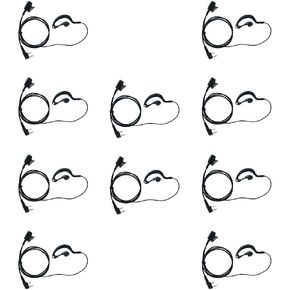 10 Pack G Shape Earpiece Headset for BaoFeng UV-5R BF-888S UV-82 Kenwood WouXun PuXing Linton Two Way Radio Walkie Talkie Tk 3230 (10 Packs)