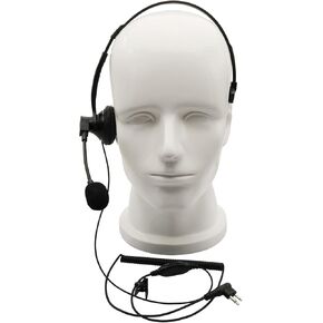 Over-Head Earpiece/Headset with Boom Mic &VOX Compatible with Motorola Radios Walkie Talkie BPR40 RMM2050 GP300 CP200 PR400 CLS1110 CLS1410 2-pin