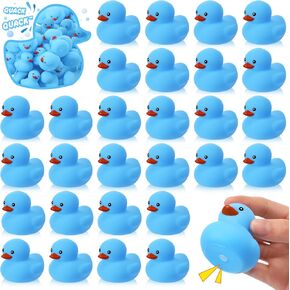 Hungdao 24 Pieces 2 Inch Mini Rubber Duck Bath Toys Squeaky Rubber Ducks Float Bathtub Ducks for Baby Shower Birthday Party Favors Classroom Carnival Prizes Car Decor Supplies (Pink)