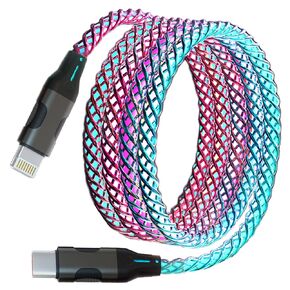 LED iPhone Fast Charger, [Apple MFi Certified] RGB Colorful Gradual Light 5ft USB C to Lightning Charger Cable Type C Fast Charging Data Cord for iPhone 14 13 12 11 Pro Max XR XS X 8 Plus More
