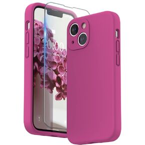 SURPHY Compatible with iPhone 13 Mini Case with Screen Protector, (Camera Protection + Soft Microfiber Lining) Liquid Silicone Phone Case 5.4 inch 2021, Lilac Purple